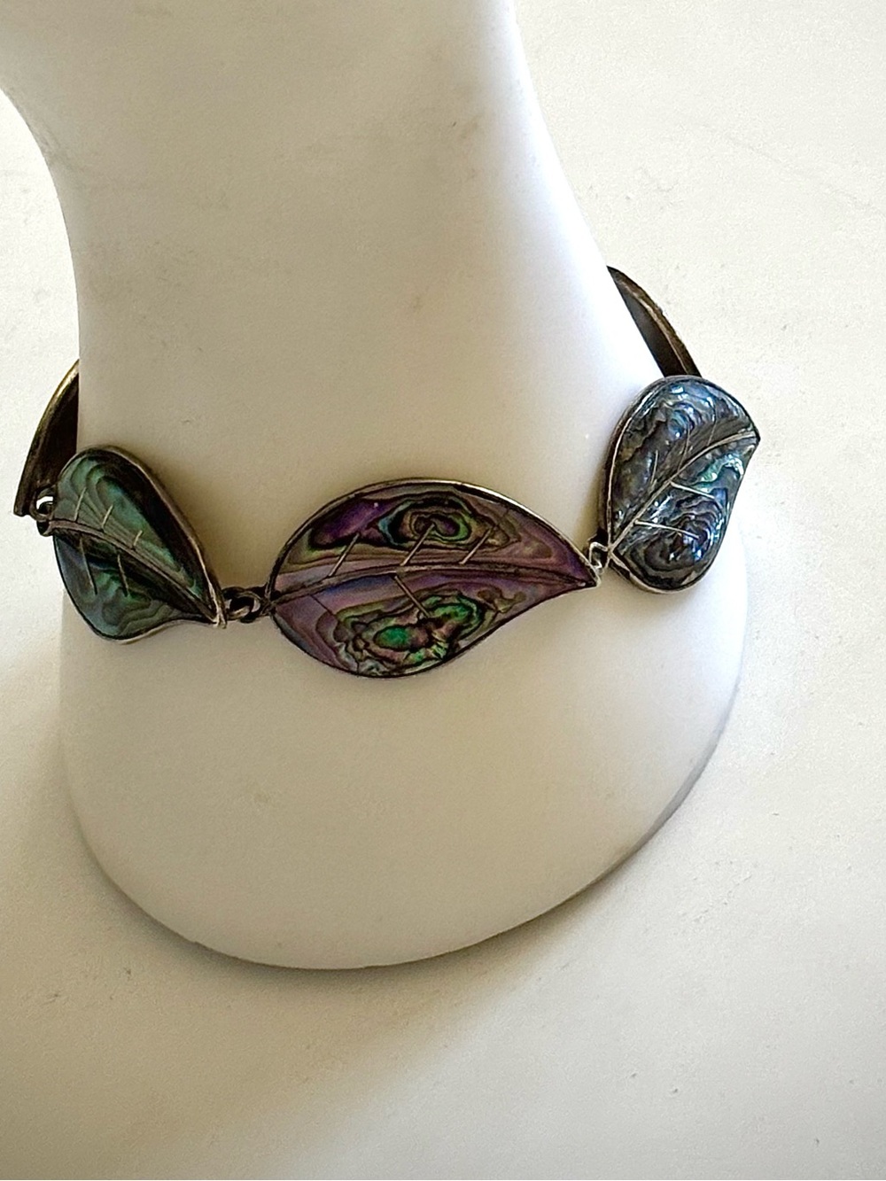 Vintage Sterling Silver Abalone Bracelet Estate Collection 7 1/-8”